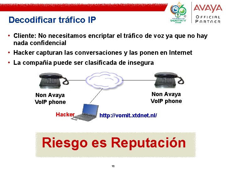 Decodificar tráfico IP • Cliente: No necesitamos encriptar el tráfico de voz ya que