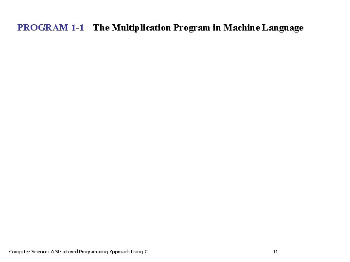 PROGRAM 1 -1 The Multiplication Program in Machine Language Computer Science: A Structured Programming