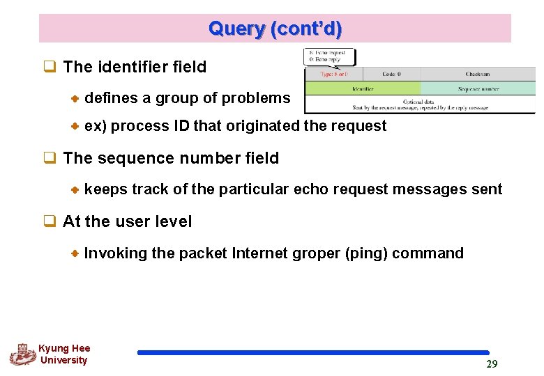 Query (cont’d) q The identifier field defines a group of problems ex) process ID Query (cont’d) q The identifier field defines a group of problems ex) process ID
