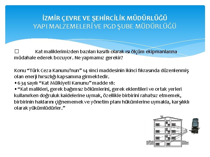 İZMİR ÇEVRE VE ŞEHİRCİLİK MÜDÜRLÜĞÜ YAPI MALZEMELERİ VE PGD ŞUBE MÜDÜRLÜĞÜ � Kat maliklerimizden