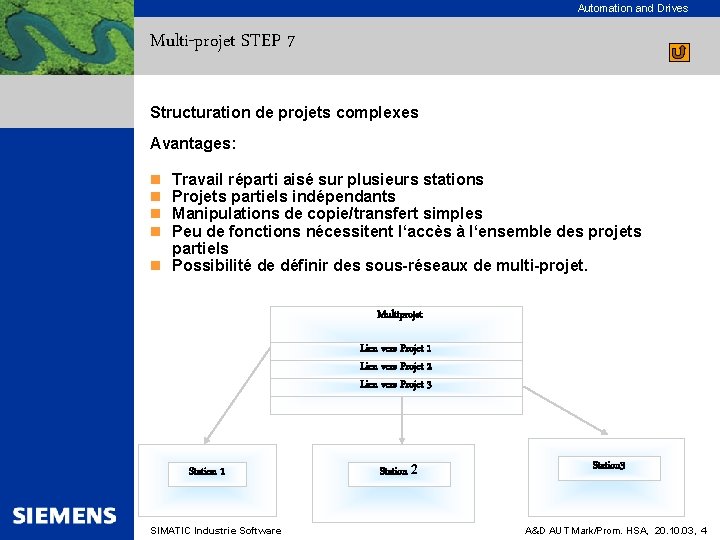 Automation and Drives Multi-projet STEP 7 Structuration de projets complexes Avantages: n n Travail