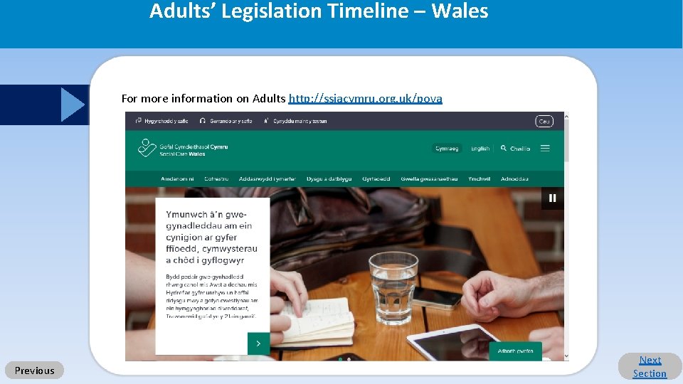 Adults’ Legislation Timeline – Wales For more information on Adults http: //ssiacymru. org. uk/pova