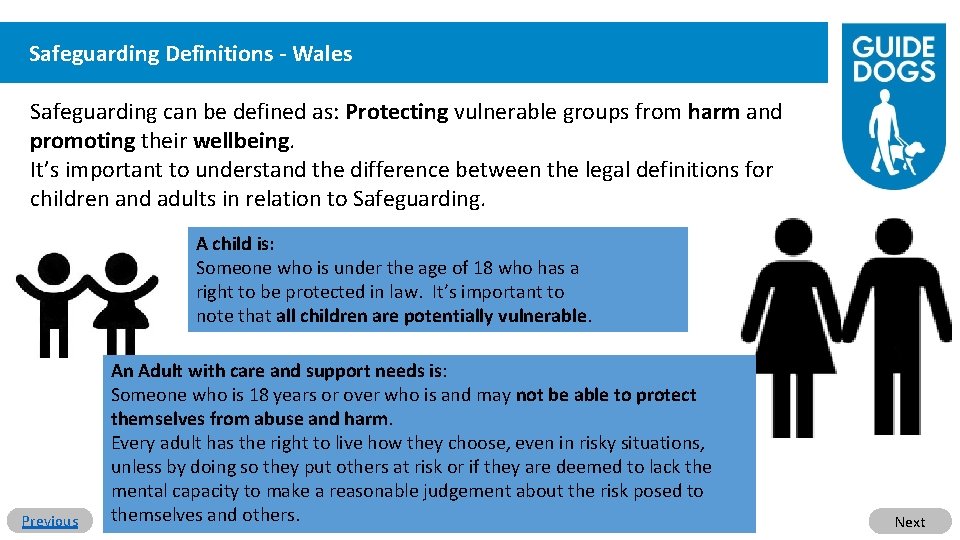 Safeguarding Definitions - Wales Safeguarding can be defined as: Protecting vulnerable groups from harm