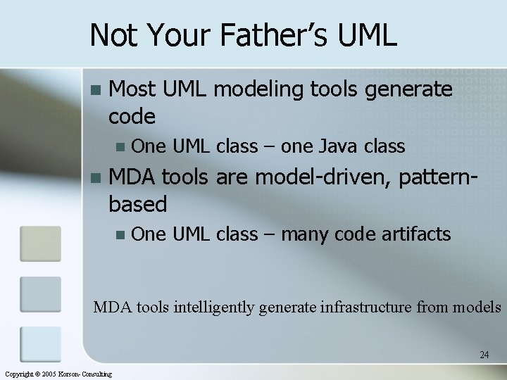 Not Your Father’s UML n Most UML modeling tools generate code n n One