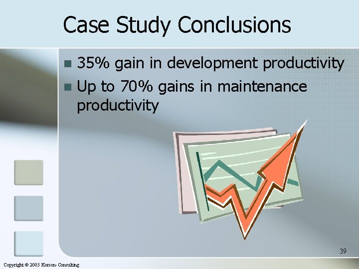 Case Study Conclusions 35% gain in development productivity n Up to 70% gains in