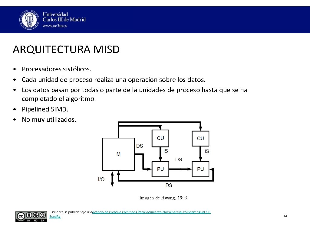 ARQUITECTURA MISD • Procesadores sistólicos. • Cada unidad de proceso realiza una operación sobre ARQUITECTURA MISD • Procesadores sistólicos. • Cada unidad de proceso realiza una operación sobre