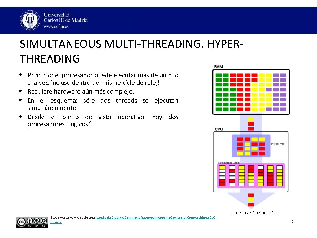 SIMULTANEOUS MULTI‐THREADING. HYPER‐ THREADING • Principio: el procesador puede ejecutar más de un hilo SIMULTANEOUS MULTI‐THREADING. HYPER‐ THREADING • Principio: el procesador puede ejecutar más de un hilo