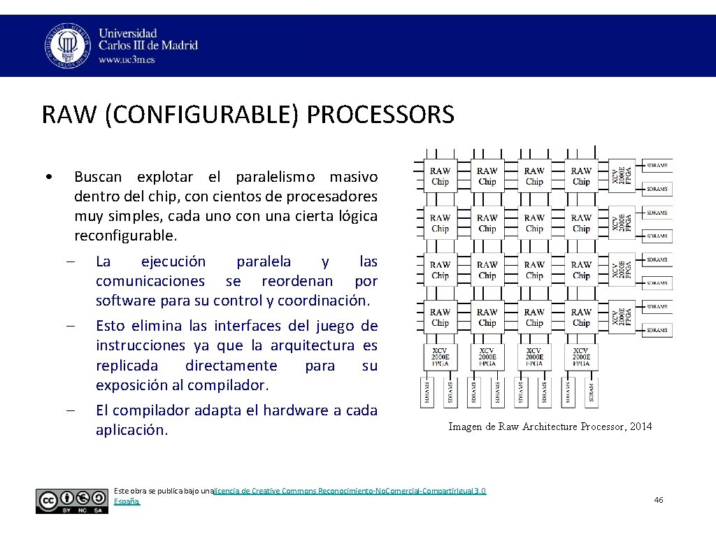 RAW (CONFIGURABLE) PROCESSORS • Buscan explotar el paralelismo masivo dentro del chip, con cientos RAW (CONFIGURABLE) PROCESSORS • Buscan explotar el paralelismo masivo dentro del chip, con cientos