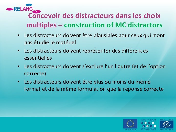 Concevoir des distracteurs dans les choix multiples – construction of MC distractors • Les