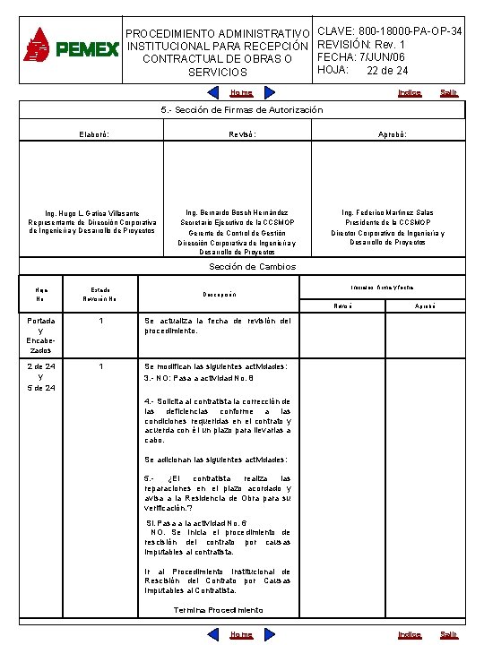 PROCEDIMIENTO ADMINISTRATIVO INSTITUCIONAL PARA RECEPCIÓN CONTRACTUAL DE OBRAS O SERVICIOS CLAVE: 800 -18000 -PA-OP-34