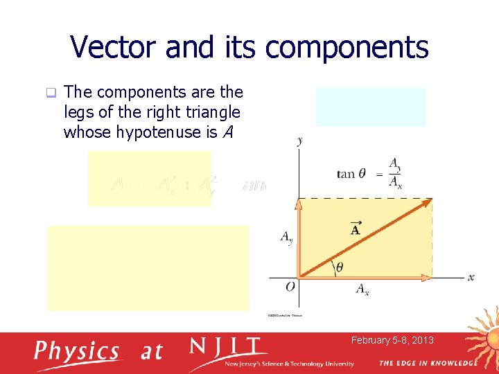 Vector and its components q The components are the legs of the right triangle Vector and its components q The components are the legs of the right triangle