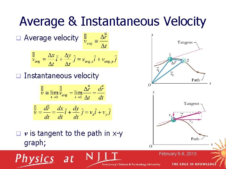 Average & Instantaneous Velocity q Average velocity q Instantaneous velocity q v is tangent