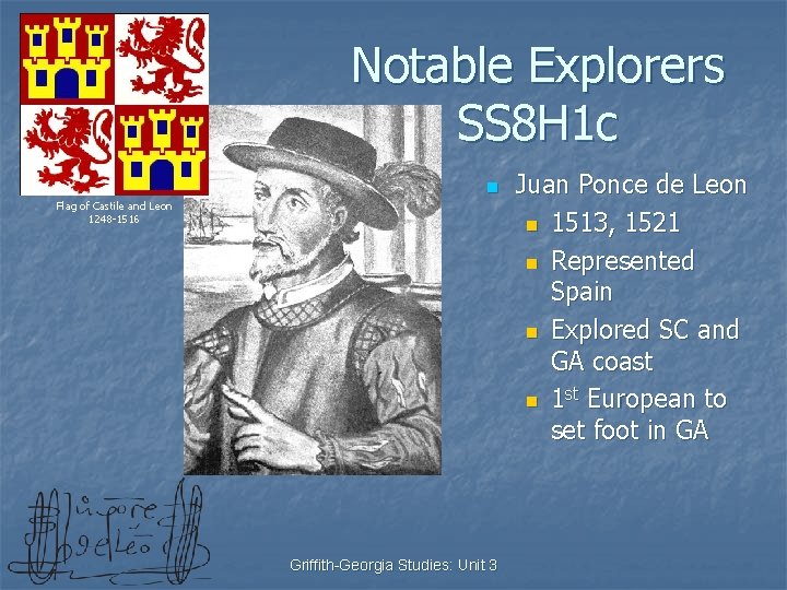 Notable Explorers SS 8 H 1 c n Flag of Castile and Leon 1248