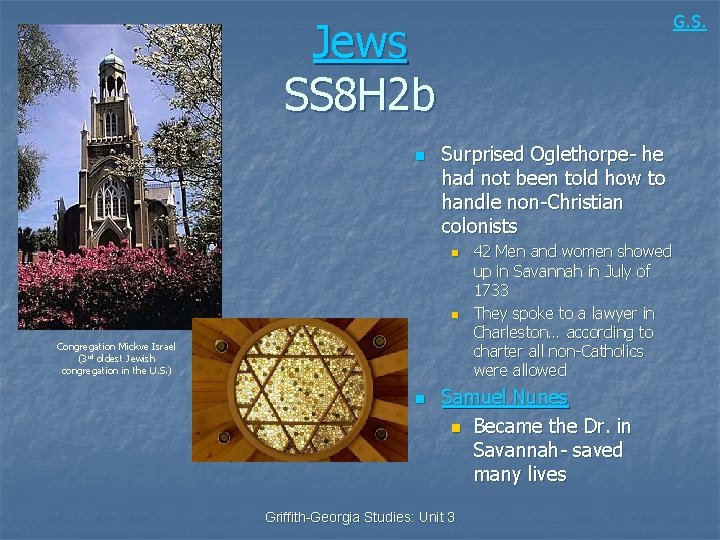 G. S. Jews SS 8 H 2 b n Surprised Oglethorpe- he had not