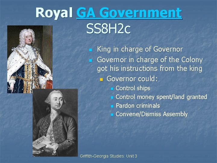 Royal GA Government SS 8 H 2 c n n King in charge of