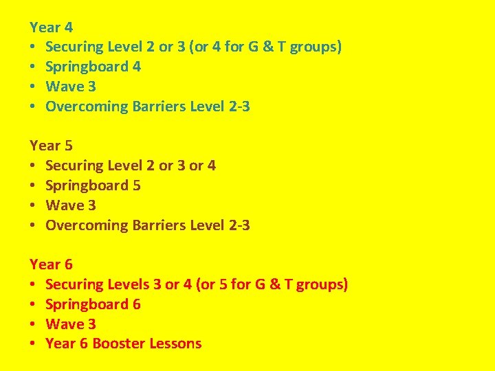 Year 4 • Securing Level 2 or 3 (or 4 for G & T