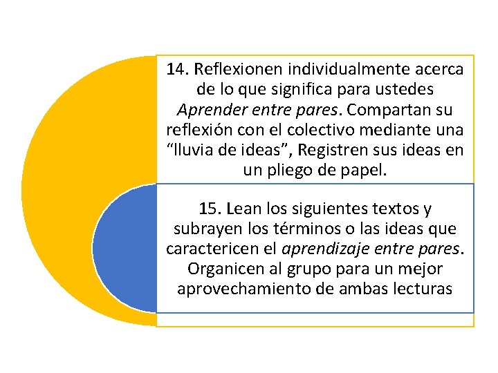 14. Reflexionen individualmente acerca de lo que significa para ustedes Aprender entre pares. Compartan