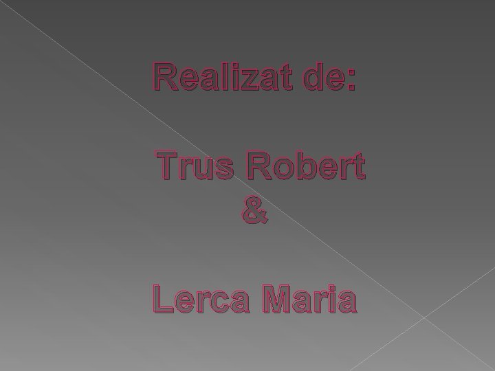 Realizat de: Trus Robert & Lerca Maria 