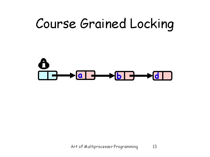 Course Grained Locking a b Art of Multiprocessor Programming d 13 