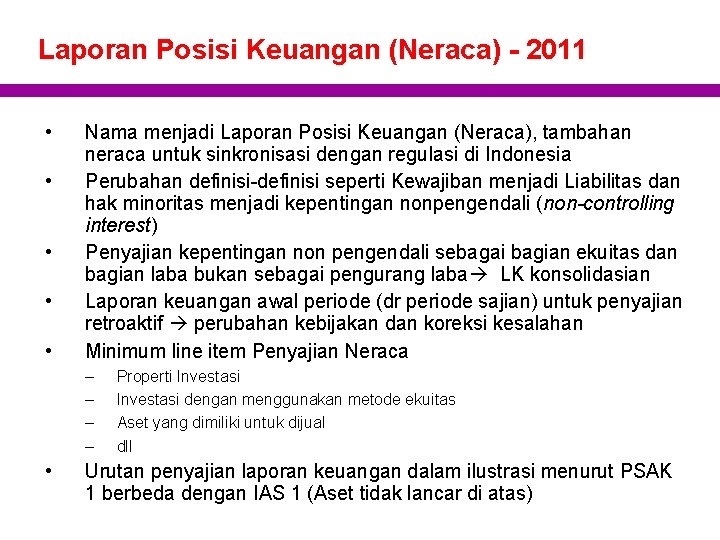 Laporan Posisi Keuangan (Neraca) - 2011 • • • Nama menjadi Laporan Posisi Keuangan