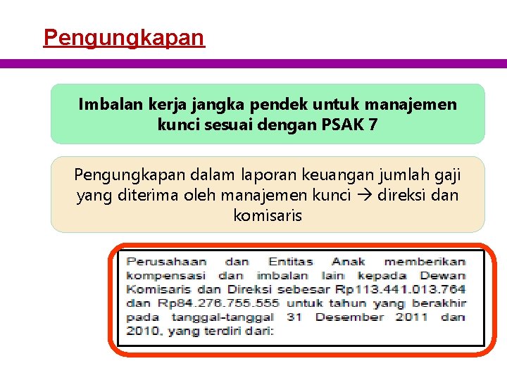 Pengungkapan Imbalan kerja jangka pendek untuk manajemen kunci sesuai dengan PSAK 7 Pengungkapan dalam