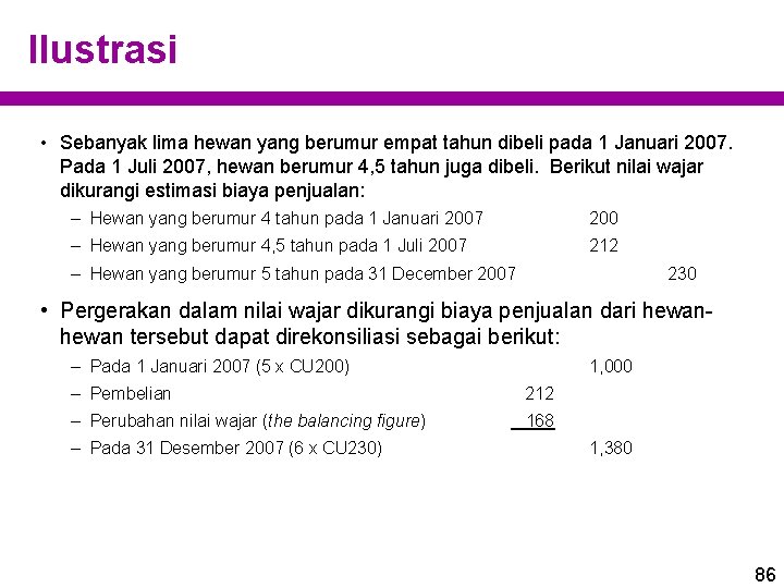 Ilustrasi • Sebanyak lima hewan yang berumur empat tahun dibeli pada 1 Januari 2007.
