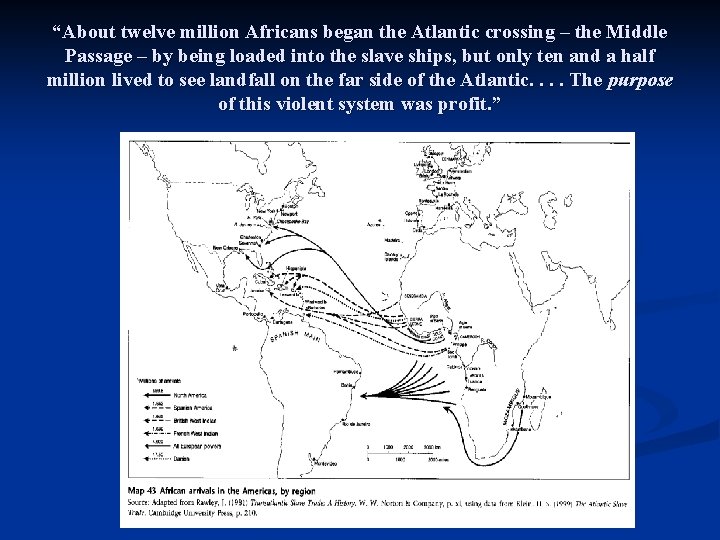 “About twelve million Africans began the Atlantic crossing – the Middle Passage – by