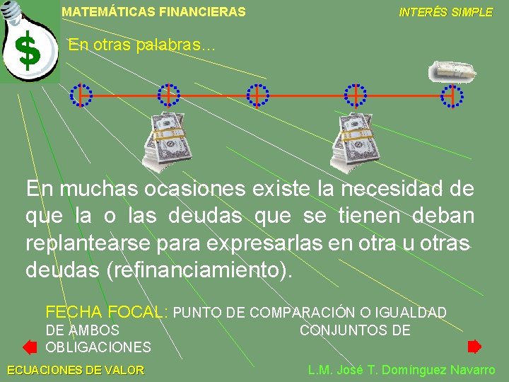 MATEMÁTICAS FINANCIERAS INTERÉS SIMPLE En otras palabras… En muchas ocasiones existe la necesidad de