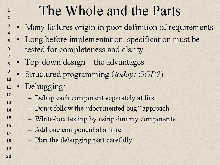 The Whole and the Parts 1 2 3 4 5 6 7 8 9 The Whole and the Parts 1 2 3 4 5 6 7 8 9