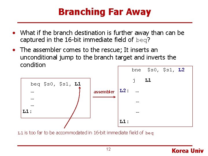 Branching Far Away • What if the branch destination is further away than can