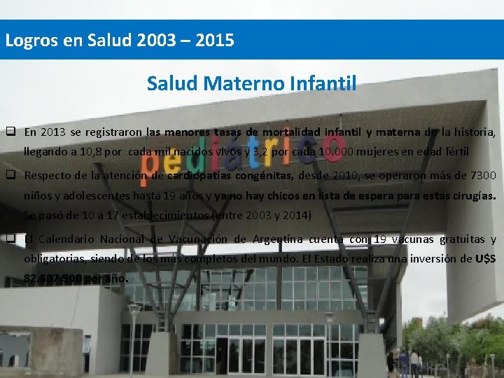 LOGROS EN SALUD 2003 – 2015 Logros en Salud 2003 – 2015 Salud Materno