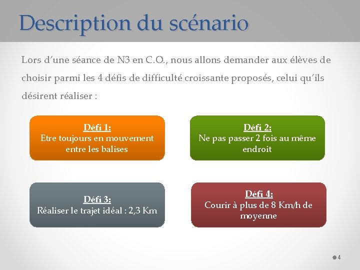 Description du scénario Lors d’une séance de N 3 en C. O. , nous