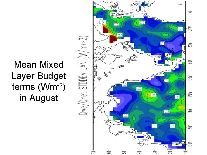 Mean Mixed Layer Budget terms (Wm-2) in August 
