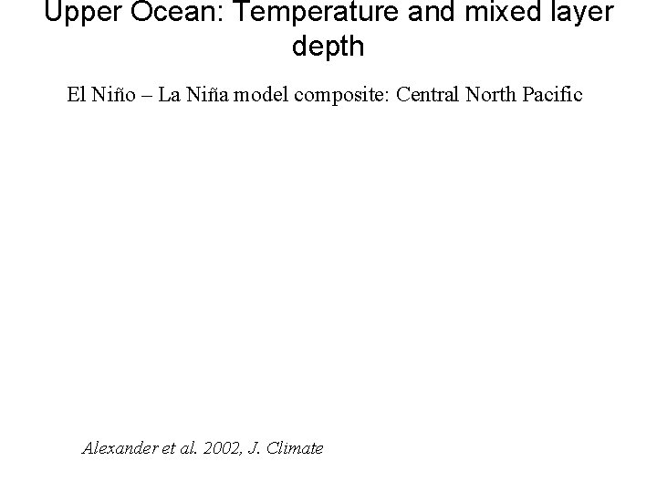 Upper Ocean: Temperature and mixed layer depth El Niño – La Niña model composite: