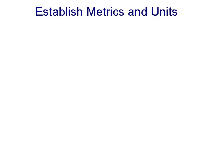Establish Metrics and Units 