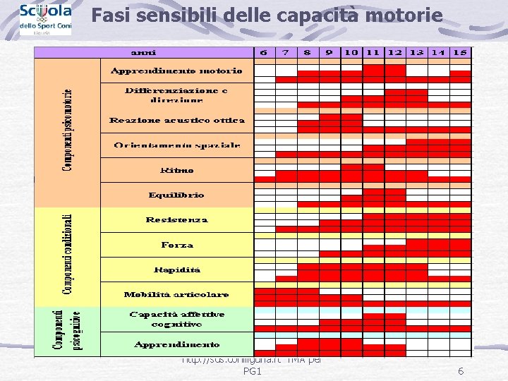 Fasi sensibili delle capacità motorie http. //sds. coniliguria. it TMA per PG 1 6