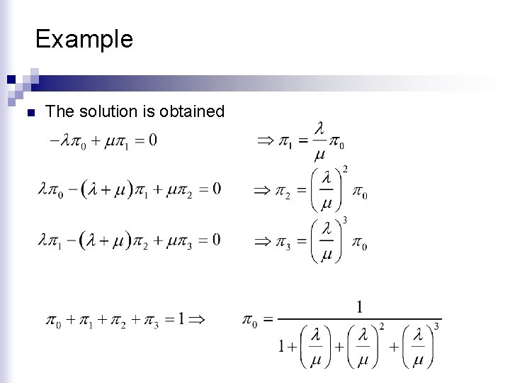 Example n The solution is obtained 