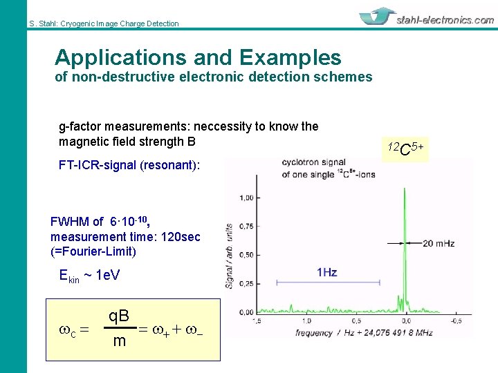 S. Stahl: Cryogenic Image Charge Detection Applications and Examples of non-destructive electronic detection schemes