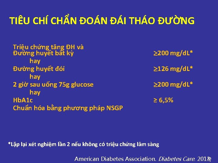 TIÊU CHÍ CHẨN ĐOÁN ĐÁI THÁO ĐƯỜNG Triệu chứng tăng ĐH và Đường huyết TIÊU CHÍ CHẨN ĐOÁN ĐÁI THÁO ĐƯỜNG Triệu chứng tăng ĐH và Đường huyết