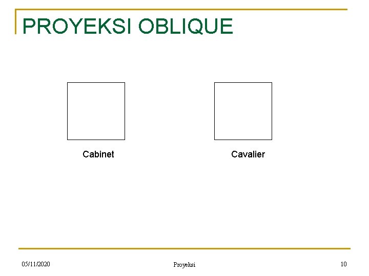 PROYEKSI OBLIQUE Cabinet 05/11/2020 Cavalier Proyeksi 10 
