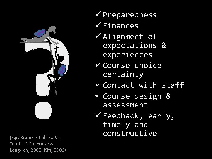 ? (E. g. Krause et al, 2005; Scott, 2006; Yorke & Longden, 2008; Kift,