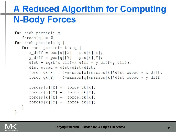 A Reduced Algorithm for Computing N-Body Forces Copyright © 2010, Elsevier Inc. All rights