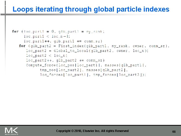 Loops iterating through global particle indexes Copyright © 2010, Elsevier Inc. All rights Reserved