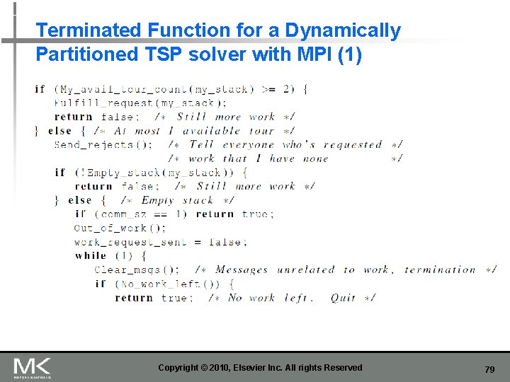 Terminated Function for a Dynamically Partitioned TSP solver with MPI (1) Copyright © 2010,