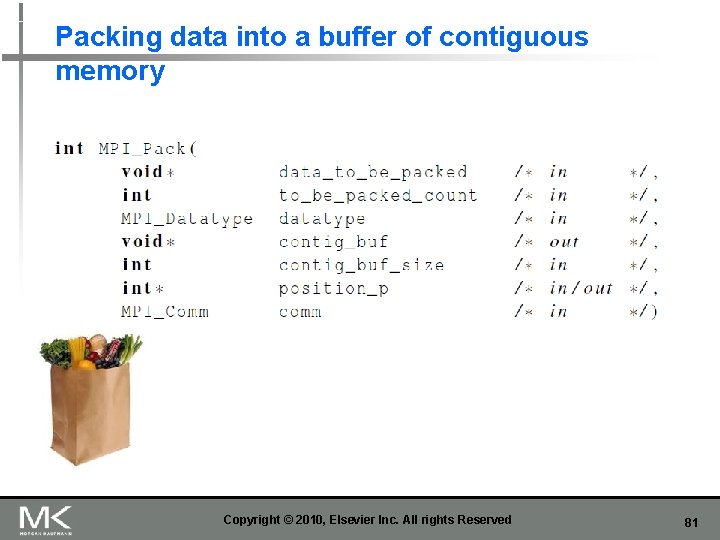 Packing data into a buffer of contiguous memory Copyright © 2010, Elsevier Inc. All