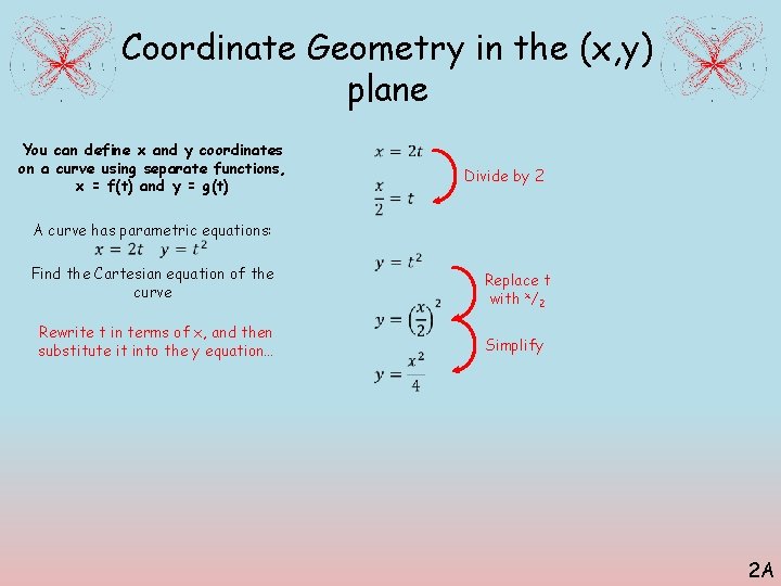 Coordinate Geometry in the (x, y) plane You can define x and y coordinates