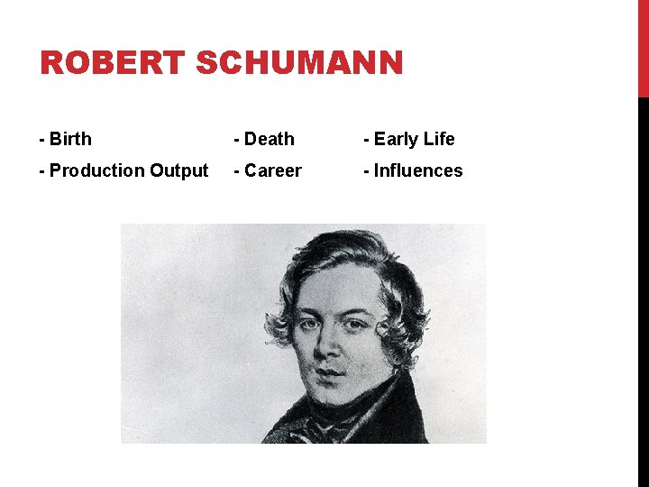 ROBERT SCHUMANN - Birth - Death - Early Life - Production Output - Career