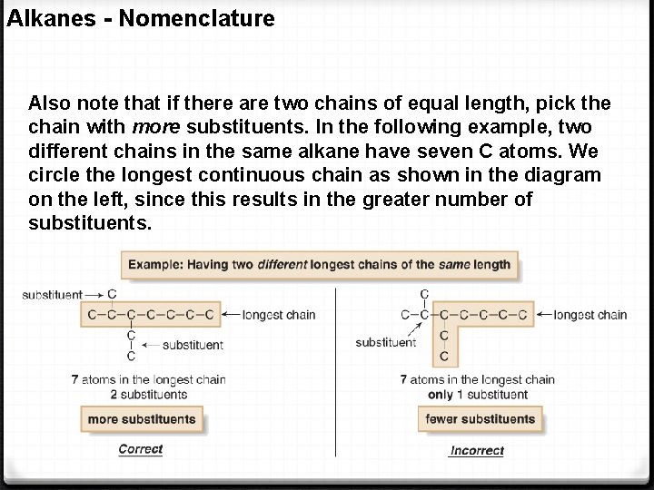 Alkanes - Nomenclature Also note that if there are two chains of equal length,