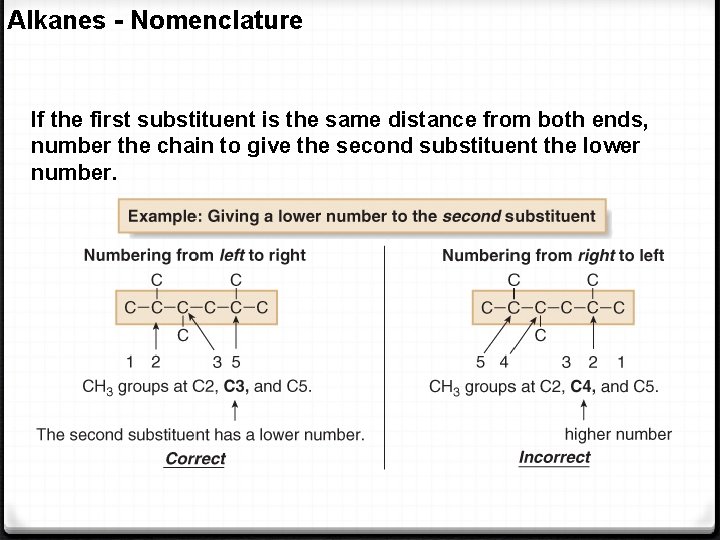 Alkanes - Nomenclature If the first substituent is the same distance from both ends,