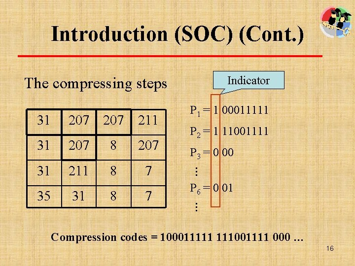 Introduction (SOC) (Cont. ) Indicator The compressing steps 207 211 31 207 8 207